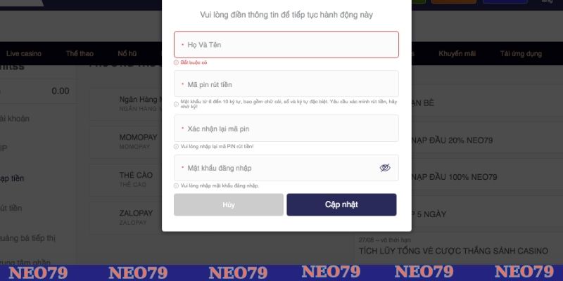 Lưu ý khi cung cấp thông tin thanh toán